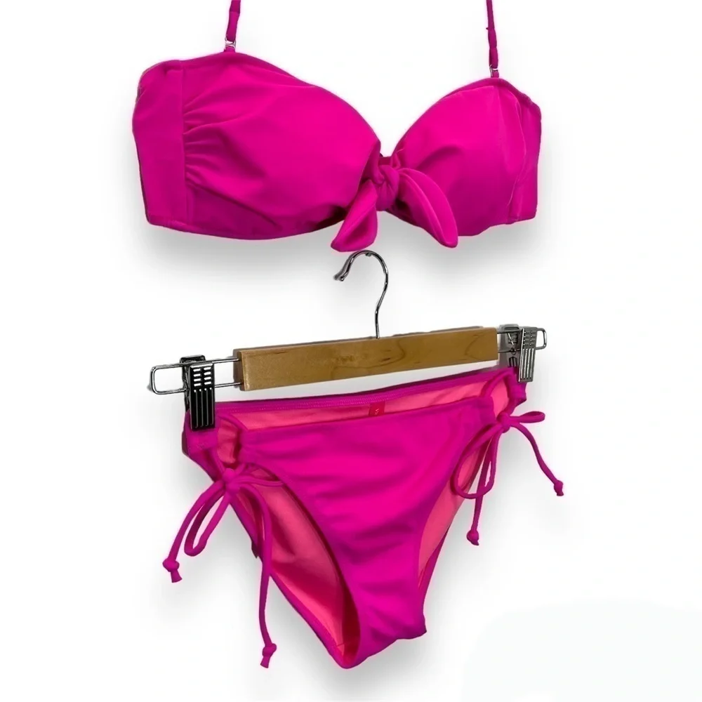 Victoria’s Secret 2pc Bandeau Halter Bikini Side Tie Bottoms‎ Small Medium S/M